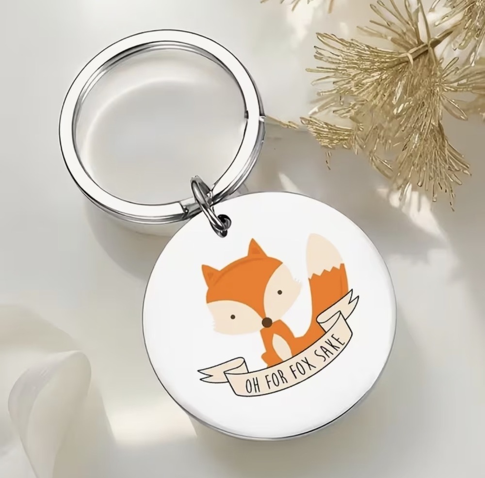 3/$25 Oh For Fox Sake Stainless Steel Keychain NEW